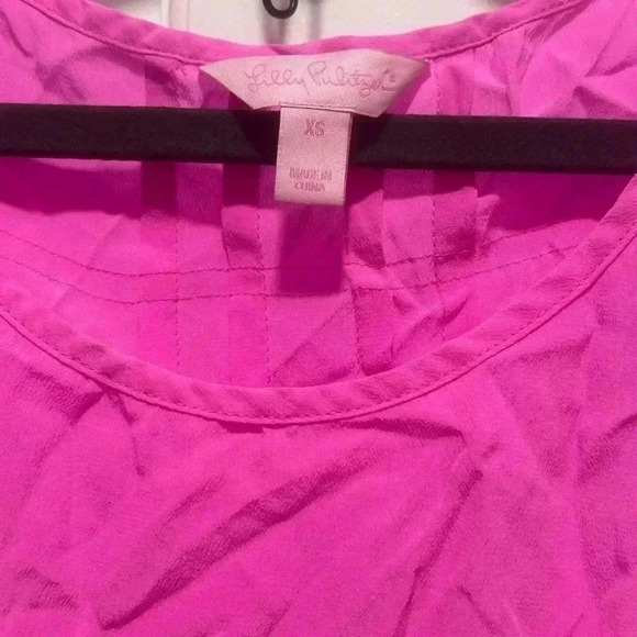 Lilly Pulitzer Alyssa 100% Silk Racerback Tank in Pink Fusion size XS EUC - Picture 5 of 5
